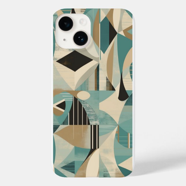Coques Case-Mate iPhone Motif moderne turquoise géométrique du milieu du s (Verso)