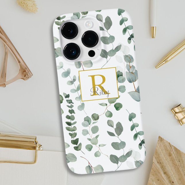 Coques Case-Mate iPhone Motif Monogram Eucalyptus Vert (In situ)