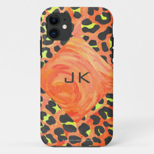 Case-Mate iPhone Case Motif Monogram Orange et Jaune Léopard