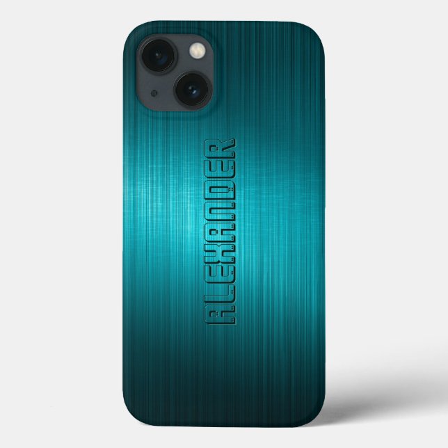 Coques Case-Mate iPhone Motif-Monogramme 2 en métal bleu turquoise (Verso)