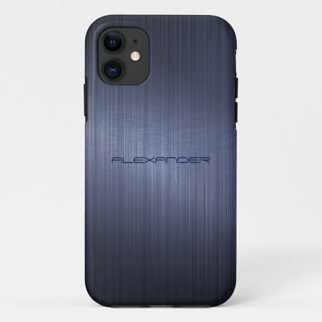 Coques Case-Mate iPhone Motif-Monogramme bleu bouché (Dos)