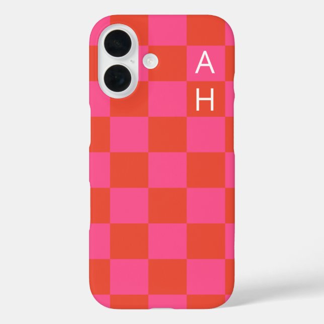 Coques Case-Mate iPhone Motif Monogramme en carton rose et orange (Verso)