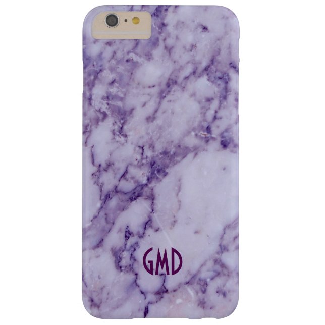 Coques Case-Mate iPhone Motif Monogramme en pierre de marbre violet (Dos)
