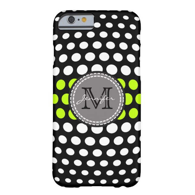 Coques Case-Mate iPhone Motif Monogramme Lime et Pois blancs (Dos)