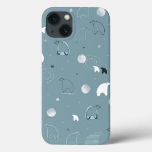 Etui iPhone 13 motif montrant un polaire mignon