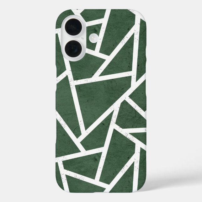 Coques Case-Mate iPhone Motif mosaïque vert et blanc (Verso)