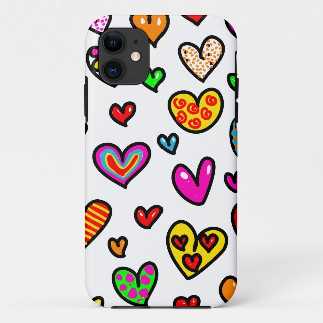 Coques Case-Mate iPhone Motif multi lunatique de coeur d'amour de bande (Dos)