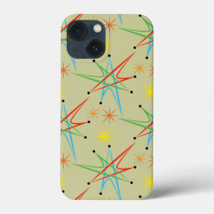 Etui iPhone 13 Mini Motif multicolore rétro étoile atomique
