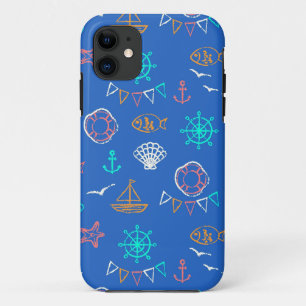 Coque iPhone 11 Motif nautique 1 de dessin de craie