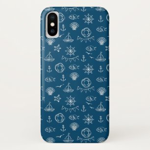 Coque iPhone X Motif nautique 2 de dessin de craie