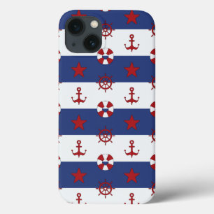 Etui iPhone 13 Motif nautique de bannière étoilée