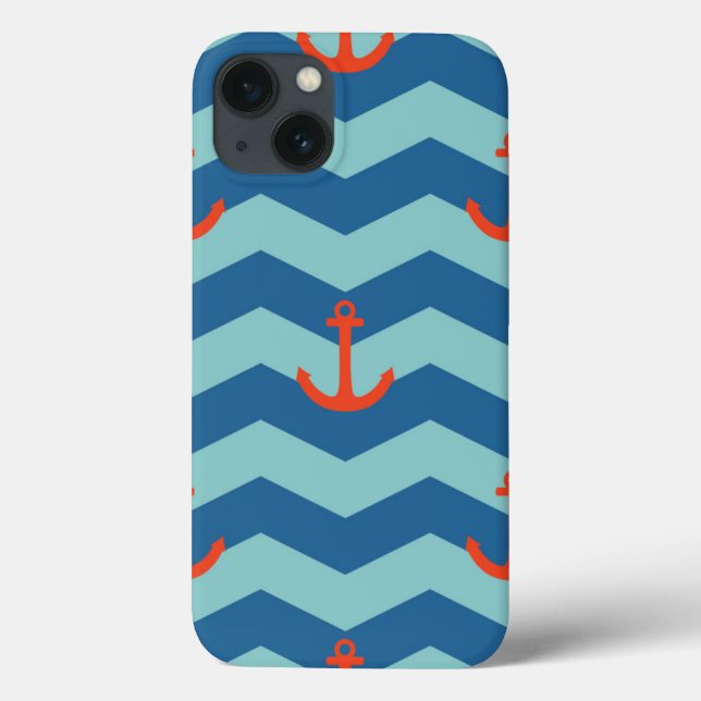 Coques Case-Mate iPhone Motif nautique de Chevron (Verso)