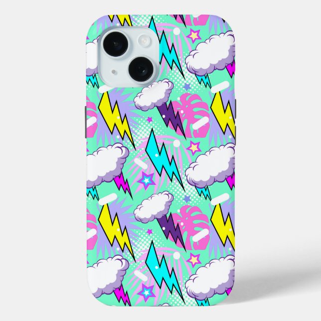 Coques Case-Mate iPhone Motif Neon Lightning Bolts & Stars (Verso)