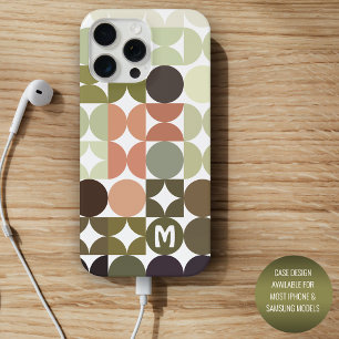 Coque iPhone 15 Pro Max Motif Neutre Tan Olive Vert Noir Retro