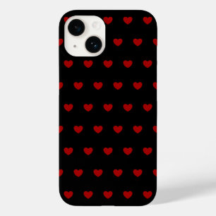 Coque Pour iPhone 14 Motif Noir aux Coeurs rouges -