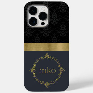 Coque Pour Pour iPhone 14 Pro Max Motif noir avec bande d'or