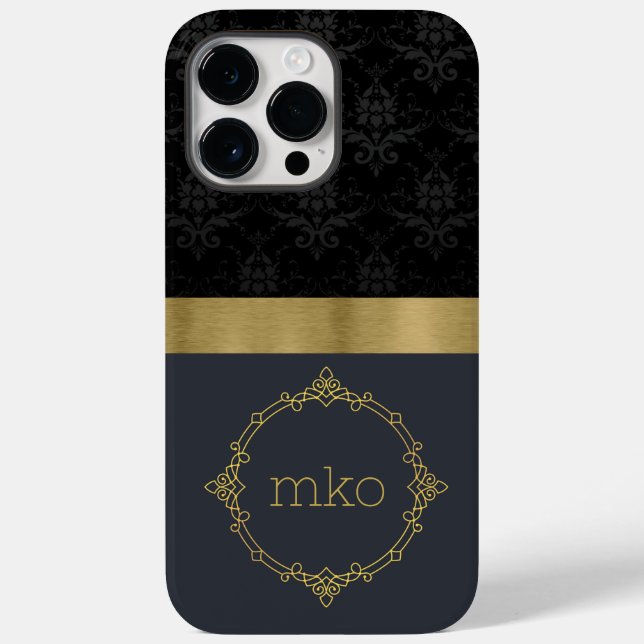 Coques Case-Mate iPhone Motif noir avec bande d'or (Verso)