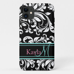 Etui iPhone Case-Mate Motif noir et blanc élégant de damassé avec le