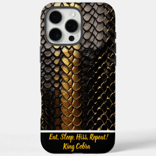 Coques iPhone 16 Pro Max Motif noir et or frappant de la peau d'un serpent