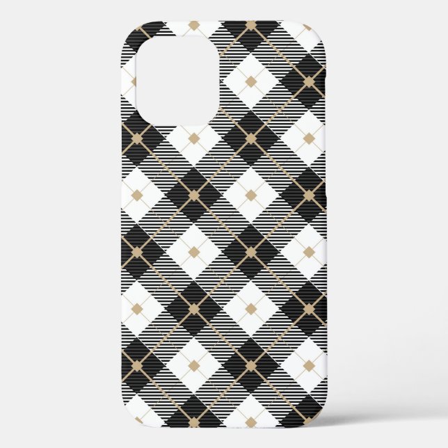 Coques Case-Mate iPhone Motif noir noir blanc plaqué (Verso)