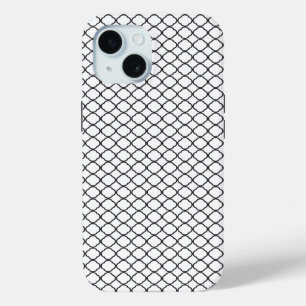 Coque Pour iPhone 15 Motif noir Quatrefoil Arrière - plan blanc