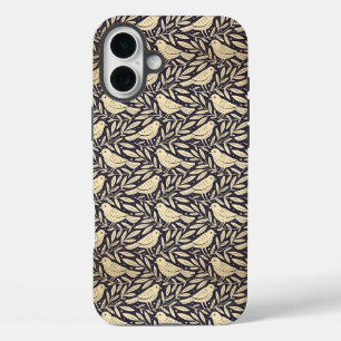 Coques iPhone 16 Plus Motif oiseau beige vintage sur fond sombre