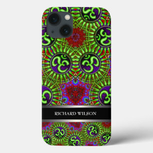 Coques Pour iPhone Motif OM Psychedelic GOA Nom personnalisé
