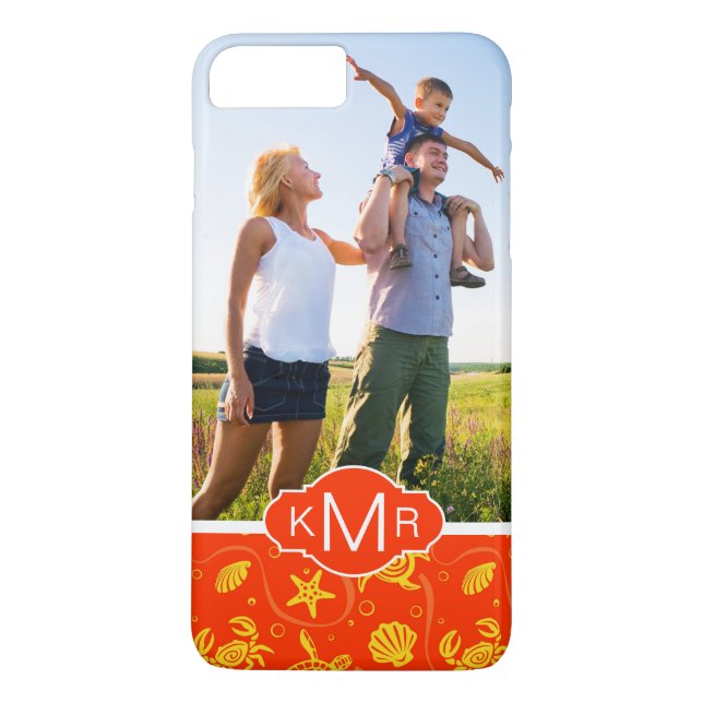 Coques Case-Mate iPhone Motif orange de plage du monogramme | (Dos)