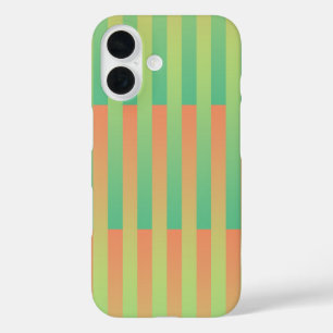 Coque Pour iPhone 16 Motif orange vert rayé