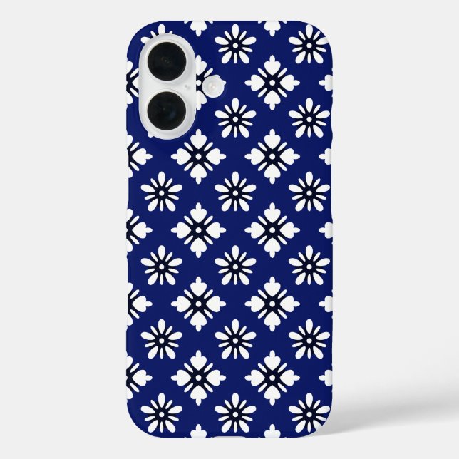 Coques Case-Mate iPhone Motif Oriental Indigo White Katazome Fleurs (Verso)