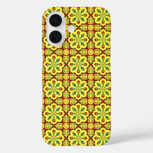 Coque Pour iPhone 16 Motif oriental rouge jaune ottoman turc Tulip