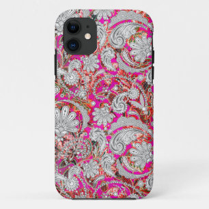 Etui iPhone Case-Mate Motif paisley blanc rose