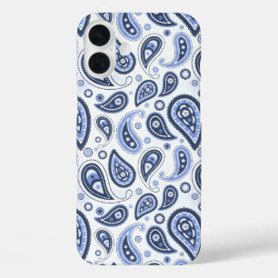 Coques iPhone 16 Plus Motif Paisley Bleu