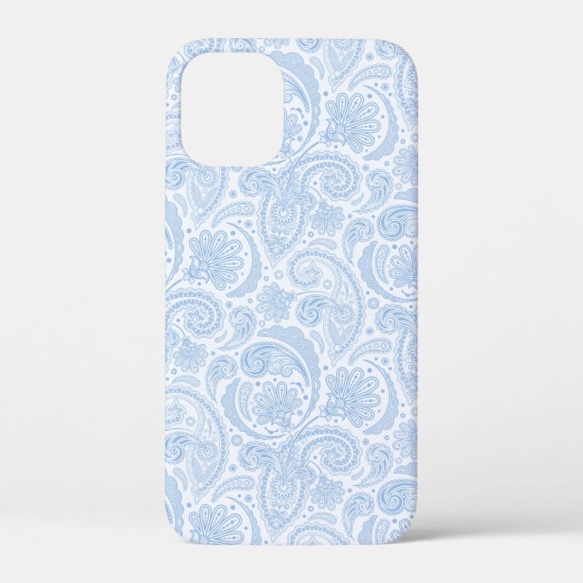 Coques Case-Mate iPhone Motif paisley bleu blanc (Verso)