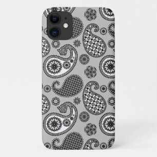 Coque Case-Mate Pour iPhone Motif Paisley, tons gris, noir et blanc