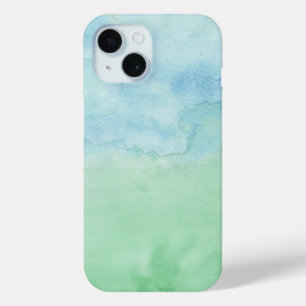 Coque Pour iPhone 15 Motif Pastel Blue Green Aquarelle Abstrait