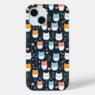 Coque Pour iPhone 15 Motif Pastel Cats