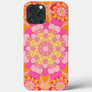 iPhone 13 Pro Max Case Motif Pastel Pink Yellow Orange Nouveau Déco