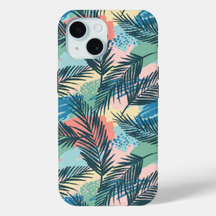 Coque Pour iPhone 15 Motif Pastel Tropical Leaf