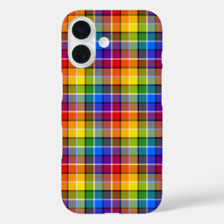 Coque Pour iPhone 16 Motif plaid arc-en-ciel coloré