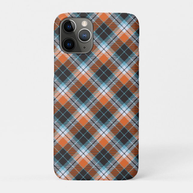 Coques Case-Mate iPhone Motif Plaid Bleu Orange Automne (Dos)