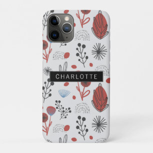 Case-Mate iPhone Case Motif Plante de fleurs gris rouge personnalisé