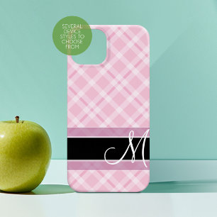 Coques Pour iPhone Motif plaqué avec Monogramme - noir rose roux