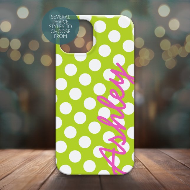 Coques Case-Mate iPhone Motif Pointe brillant avec nom - rose vert (Personalized Phone Case - Many Device Styles to Choose From)