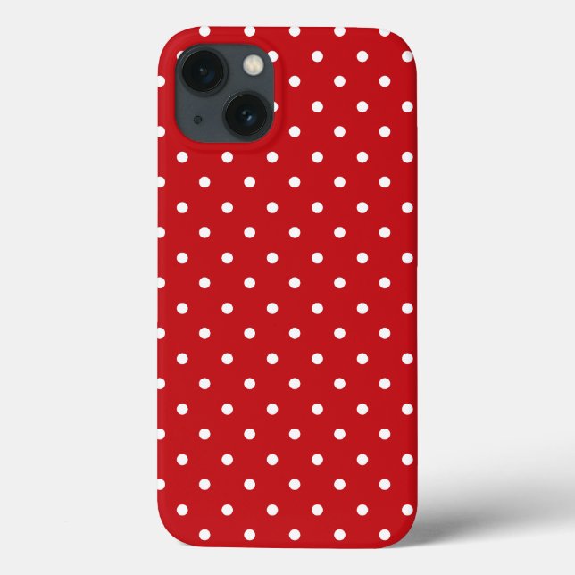 Coques Case-Mate iPhone Motif Pois Classique Blanc Sur Rouge Festif (Verso)