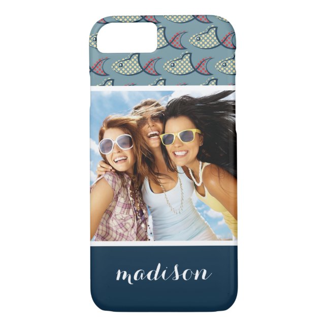 Coques Case-Mate iPhone Motif Poisson Pointe Polka | Votre photo et votre  (Dos)