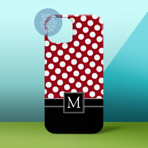Coque Pour iPhone 14 Motif Poka Dot avec Monogramme