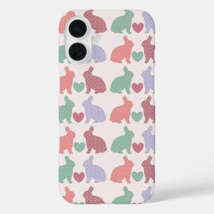 Coque Pour iPhone 16 Motif Polka Dot Bunnies en rose