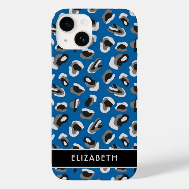 Coques Case-Mate iPhone Motif Poster de animal bleu moderne Gras Personnal (Verso)
