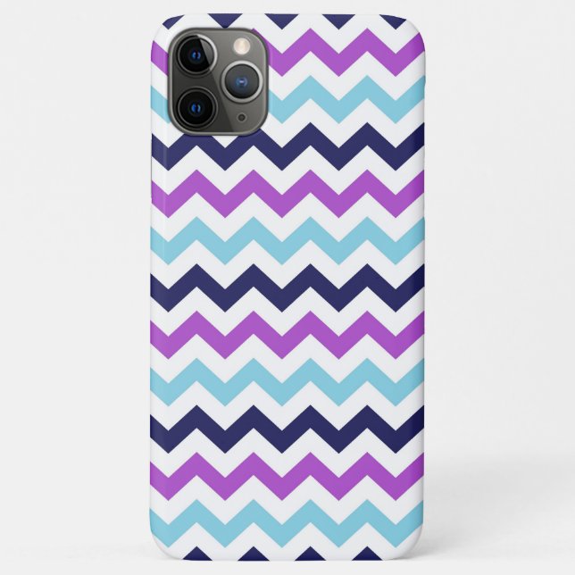 Coques Case-Mate iPhone Motif pourpre et bleu de chevrons de zigzag (Dos)